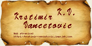 Krstimir Vančetović vizit kartica